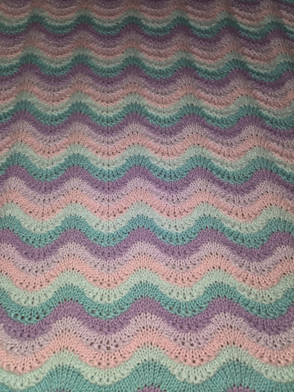 Pastel Chevron Knit Throw Blanket in Pink, Purple & Mint